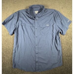 Huk Fishing Shirt Mens 3XL Blue Short Sleeve Performance Button Up XXXL